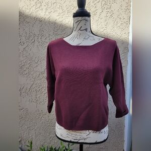 Only Women's Boatneck Cropped Sweater in Burgundy Plum Small